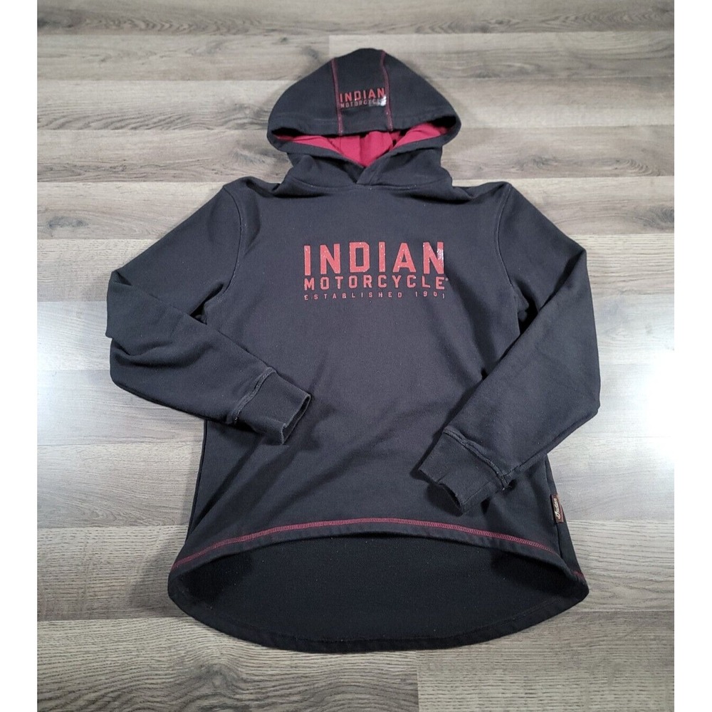 Indian Motorcycle Hoodie Pullover Sweatshirt Small Black Womens Long Sleeve